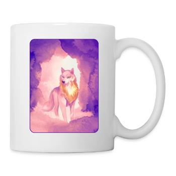 Weißer Wolf in Aquarell 2 (Lila) - Tasse - Weiß - Rechts