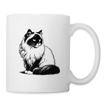 Ragdoll Katze Design – Sanft, groß und bezaubernd - Tasse - Weiß - Rechts