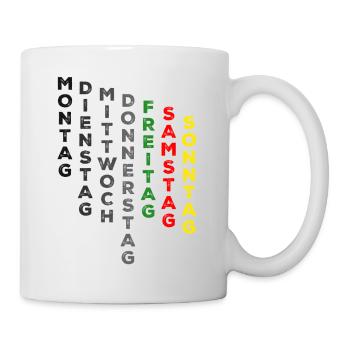 Week , Friday - green, Saturday - red, Sunday - Mug - white - Right