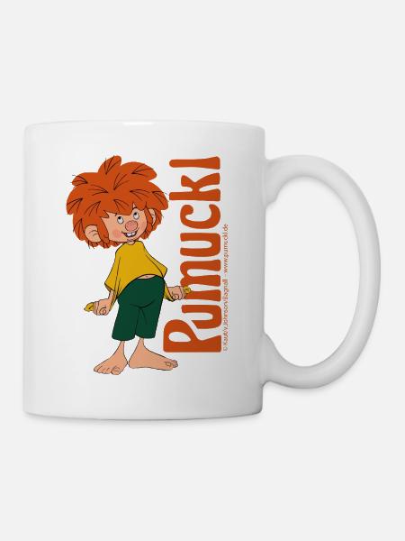 Pumuckl Mit Verschmitztem Lächeln Und Logo - Tasse - Weiß