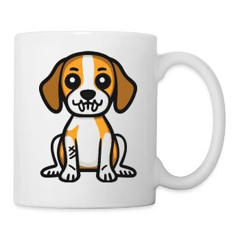 Beagle Hund Halloween Comic Lustig - Tasse - Weiß - Rechts