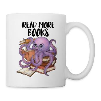 Reading Octopus in Stack of Books Book Gift - Mug - white - Right