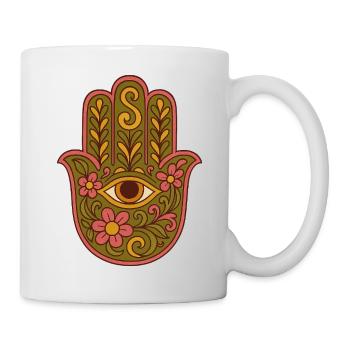 Hamsa Eye Floral Boho Kunstwerk - Tasse - Weiß - Rechts