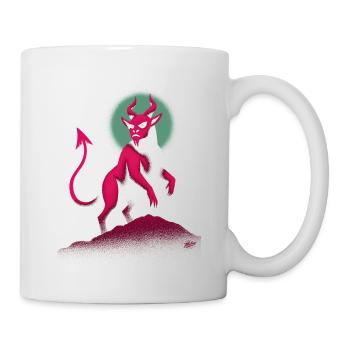 Retro Dämon auf Lavafelsen - Tasse - Weiß - Rechts