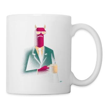 Démon en costume avec café - Mug blanc - blanc - Droite