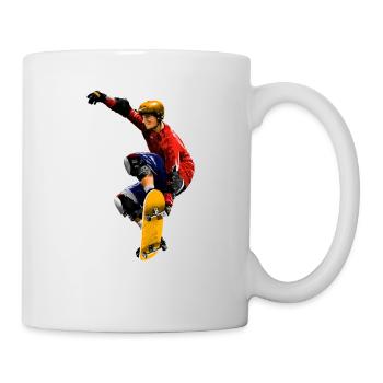 Skater Action Yellow Board Artwork - Mug - white - Right