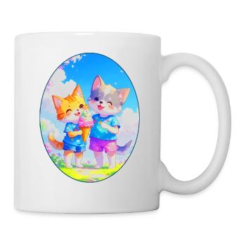 Kätzchen, Hündchen & Eiscreme (Oval) - Mug - white - Right