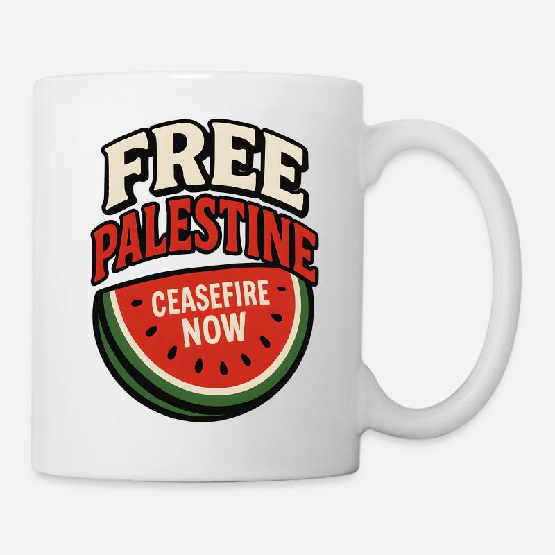 Paix Palestine Cessez le Feu Pastèque - Mug blanc - blanc