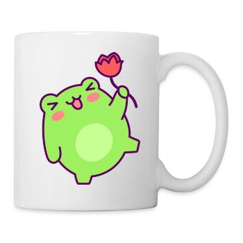 Kleines grünes Männchen fröhliche Tulpe - Tasse - Weiß - Rechts