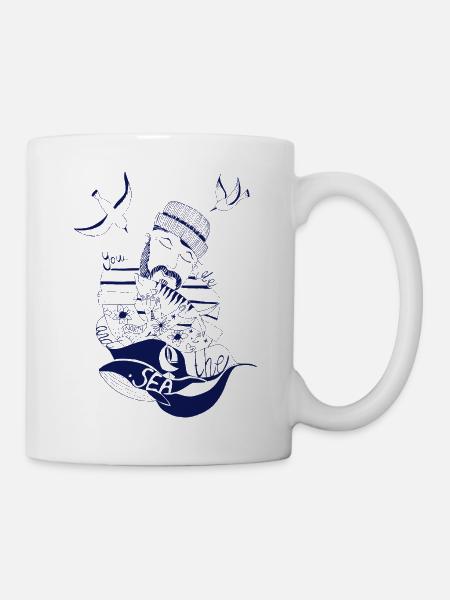 Du, ich und das Meer. Der Seemann und sein Fisch - Tasse - Weiß