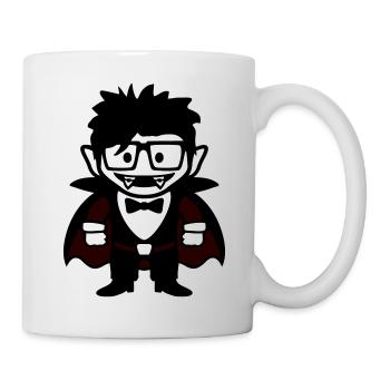 Funny Nerd Vampire with Glasses and Bow Tie - Mug - white - Right