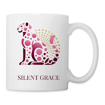 Silent Grace – Elegant Pink Cat Design with Golden - Mug - white - Right