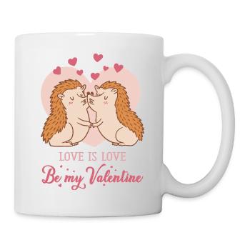 Be my Valentine – Love hedgehogs with hearts - Mug - white - Right