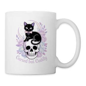 Maudit et câlin : Crâne de chat - Mug blanc - blanc - Droite