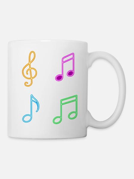 Neon Musiknoten – Music Vibes - Tasse - Weiß