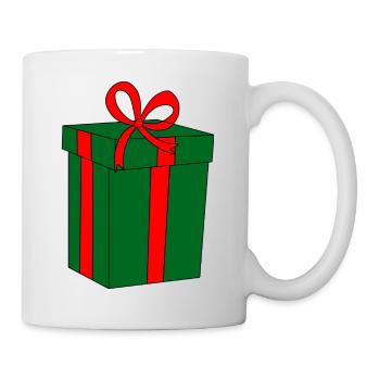 Green gift with red ribbon - Mug - white - Right