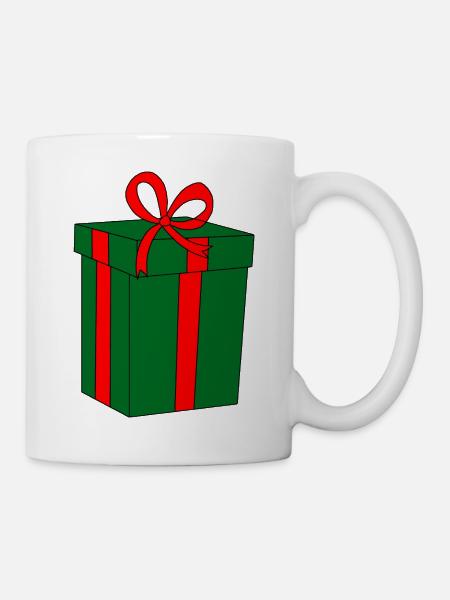 Green gift with red ribbon - Mug - white