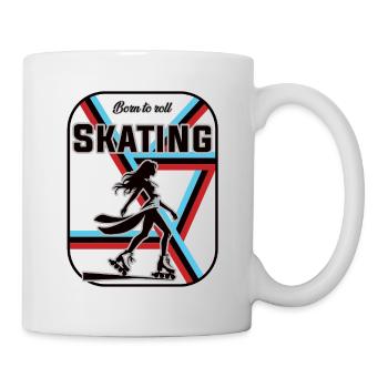 Conception de patins – Born to Roll - Mug blanc - blanc - Droite