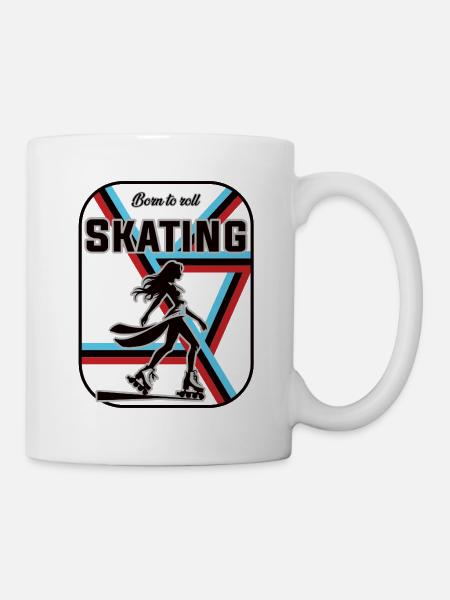 Skating Design – Born to Roll - Tasse - Weiß
