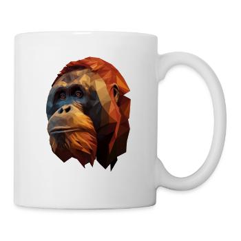 Orange Polygon Orangutan Portrait - Tasse - Weiß - Rechts
