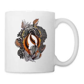 Motif de plumes abstrait noir orange - Mug blanc - blanc - Droite