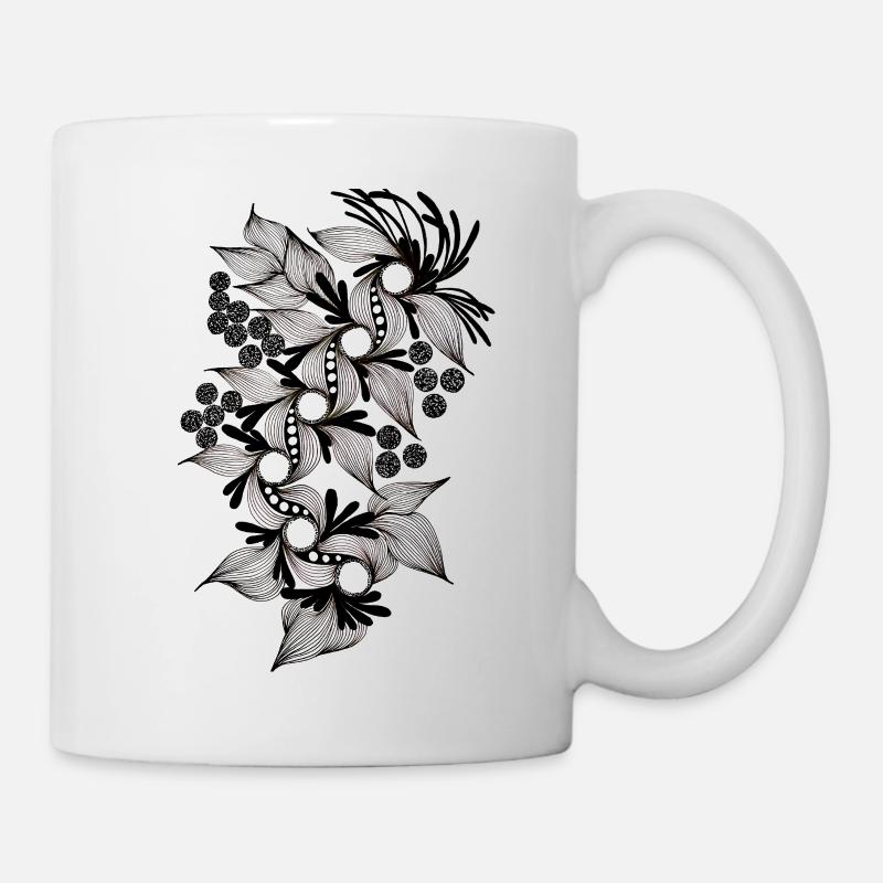 Spirale de fleurs noires et blanches - Mug blanc - blanc