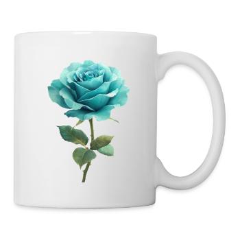 Türkis Blaue Rose - Tasse - Weiß - Rechts