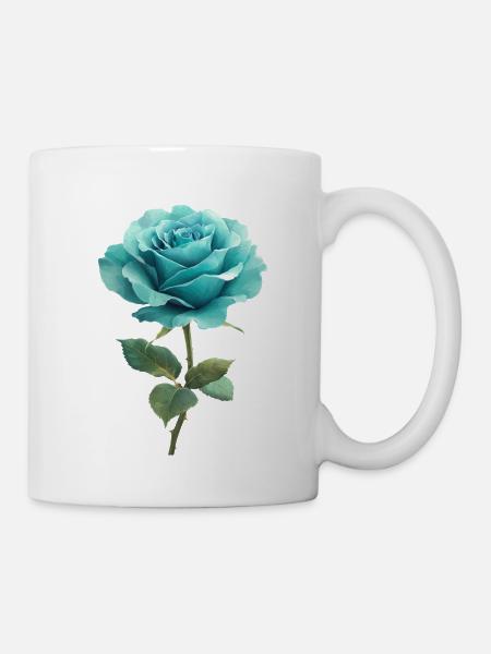 Türkis Blaue Rose - Tasse - Weiß