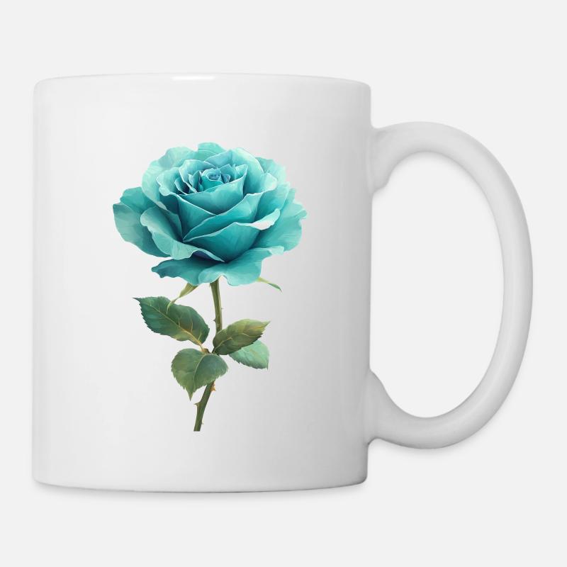 Türkis Blaue Rose - Tasse - Weiß