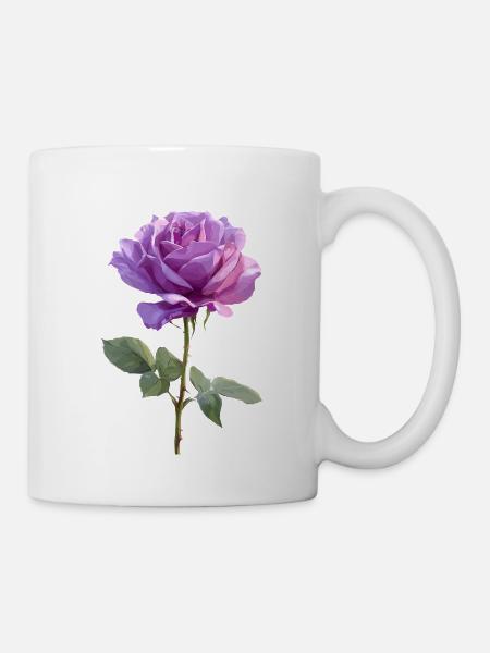 Violette Lila Rose - Tasse - Weiß