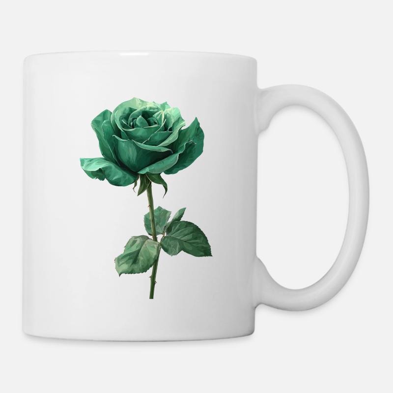 Smaragd Grüne Rose - Tasse - Weiß