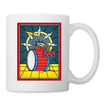 Schlagzeug aus Buntglas - Tasse - Weiß - Rechts
