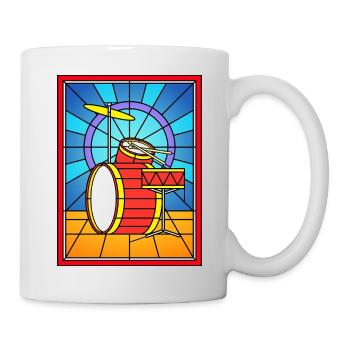 Schlagzeug aus Buntglas - Tasse - Weiß - Rechts