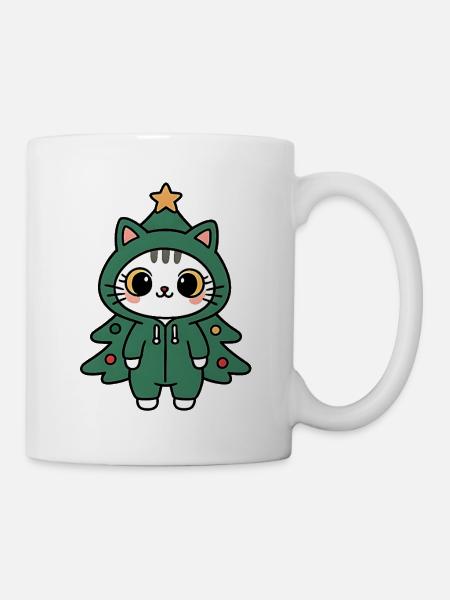 Chaton Noël Arbre Costume - Mug blanc - blanc