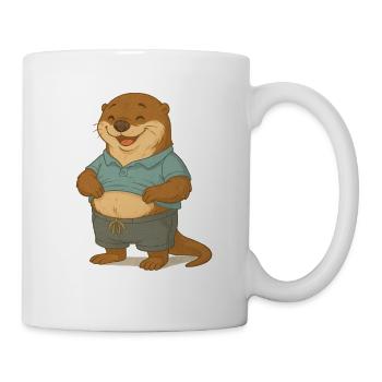 Lustiger Otter mit Wohlfühlbauch - Tasse - Weiß - Rechts