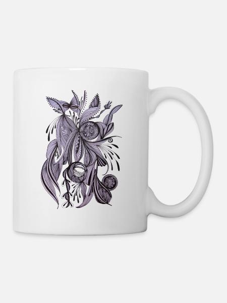 Purpurne Linienblüte - Tasse - Weiß