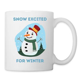 Schnee freut sich auf Winter-Schneemann-Kunst - Tasse - Weiß - Rechts