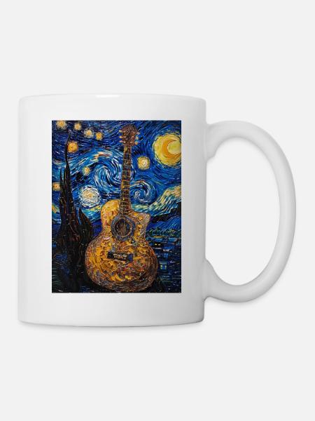 Guitare Van Gogh Nuit étoilée - Mug blanc - blanc
