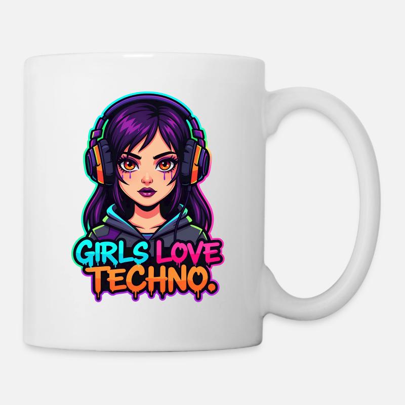 Techno Neon Girl - Mug blanc - blanc