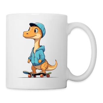 Dino Skater Hoodie Design - Tasse - Weiß - Rechts