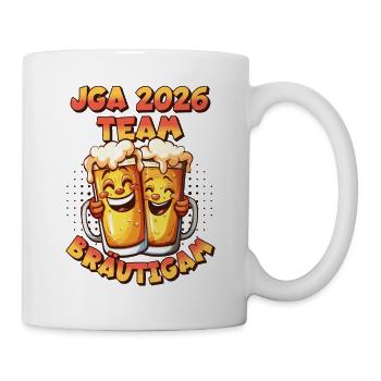 Équipe JGA 2026 : Groom, bière, alcool, drôle - Mug blanc - blanc - Droite