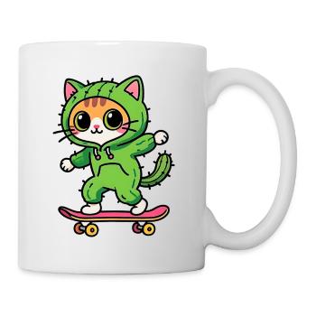 Cat skate cactus green hoodie kawaii - Mug - white - Right