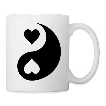 Herz Yin Yang Harmonie Monochrom Schwarz Negativ - Tasse - Weiß - Rechts