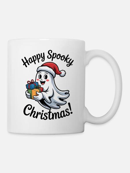 Weihnachtsgeist mit Geschenken - Tasse - Weiß