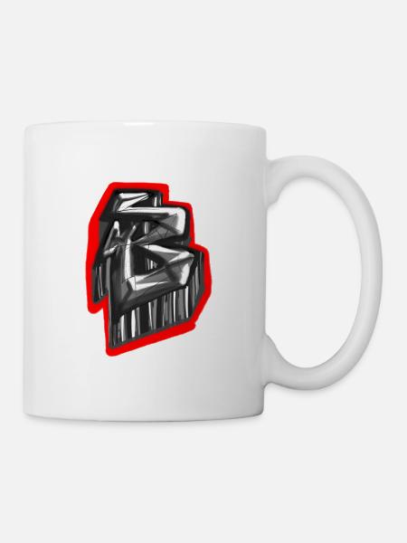 Monochromes Glyphen-Graffiti - Tasse - Weiß