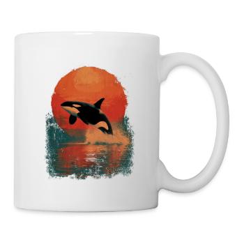 Orca jump in the sunset - Mug - white - Right