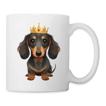 Petit teckel avec couronne design mignon - Mug blanc - blanc - Droite