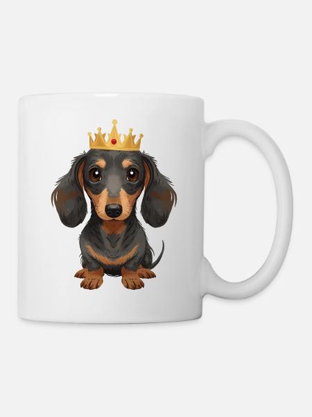 Kleiner Dackel mit Krone Cute Design - Tasse - Weiß