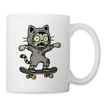 Chat Zombie sur Skate - Mug blanc - blanc - Droite