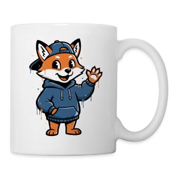 Fuchs im Hoodie Cartoon Motiv - Tasse - Weiß - Rechts